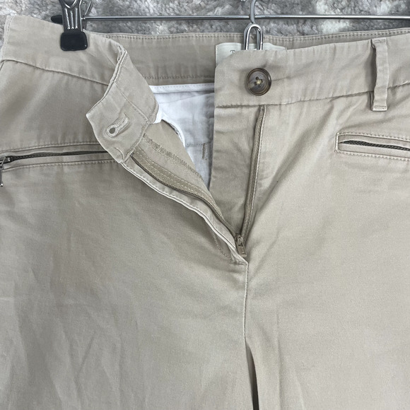 Talbots Size 8 Straight Leg Zipper Pocket Minimalist Pants Button Zip Beige - Picture 5 of 12